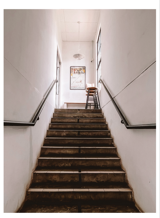 Sunlit Staircase: Copenhagen Café